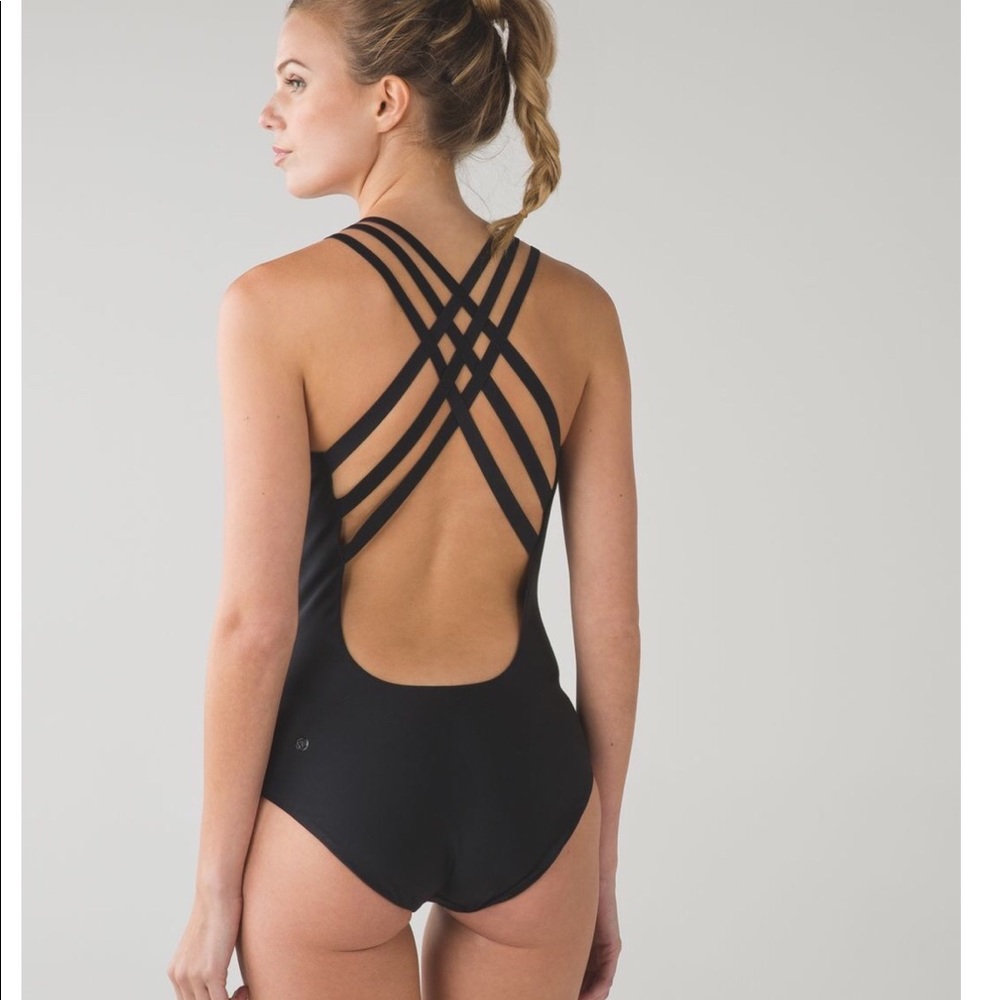 Strappy one piece bathing suit